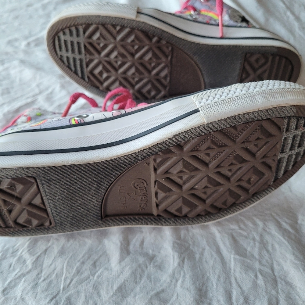 Converse Kids Unicorn High-Top Sneakers with Pink Laces Size 4 - Picture 5 of 8